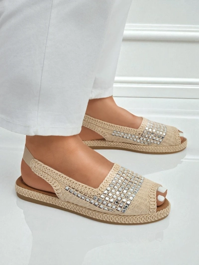 Damen-Espadrille-Sandalen mit Strasssteinen Belle Sparkle