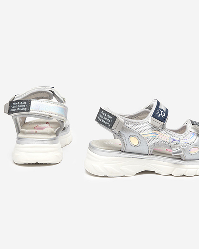 Silberne Kindersandale mit bunten Einsätzen Meniko - Footwear