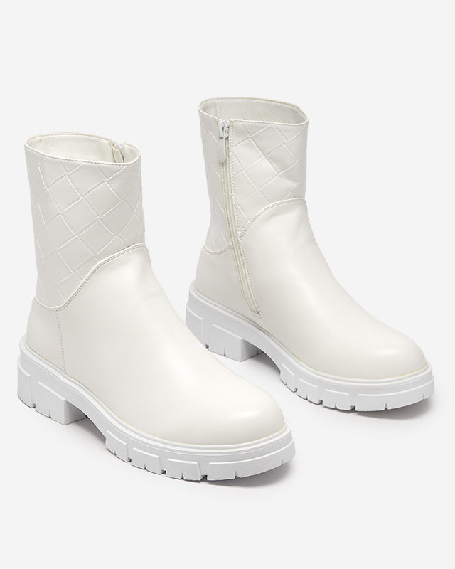 Weiße hohe Damenstiefel mit Steppung Redis - Footwear