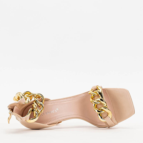 OUTLET Бежеві босоніжки на вищому каблуці Tajla - Туфлі