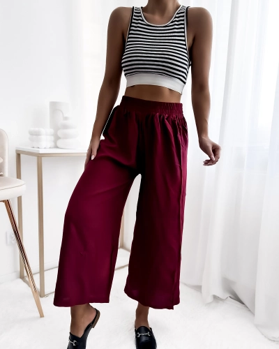 Royalfashion Maroon Damen 7/8 Culotte Hose