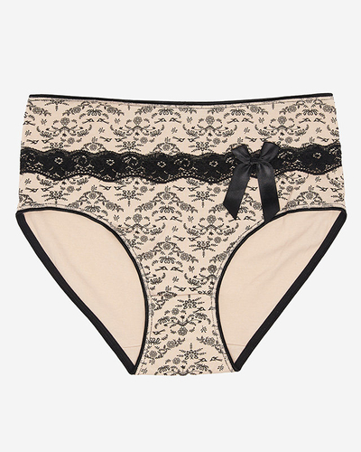 Damenslip mit Aufdruck, beige PLUS SIZE- Unterwäsche