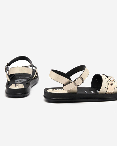 OUTLET Flache Sandaletten für Damen in glänzendem Beige Nafi- Footwear