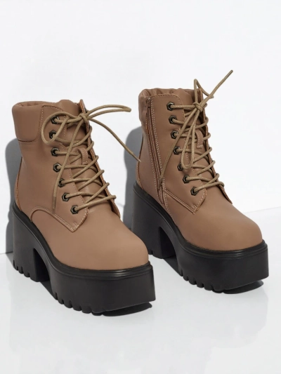 Damen Stiefeletten Öko-Wildleder mit Blockabsatz und Plateau Tavlissa