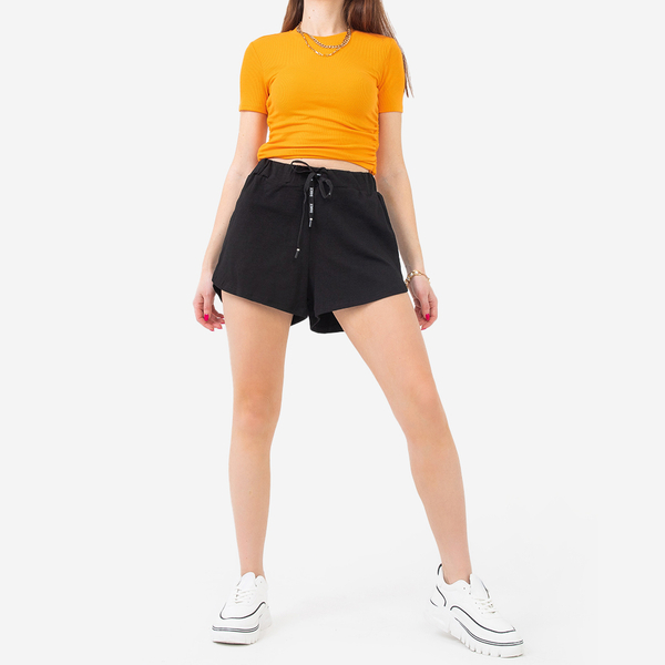 Schwarze Damen-Shorts mit der Aufschrift - Kleidung