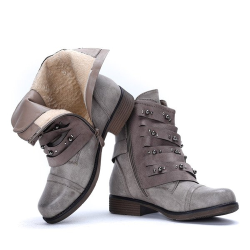 Workery z dżetami w kolorze khaki Olesja - Obuwie