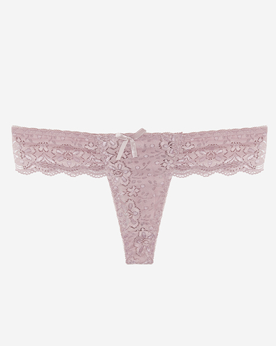 Dunkelrosa Damen-Tanga aus Spitze mit Aufschrift - Unterwäsche
