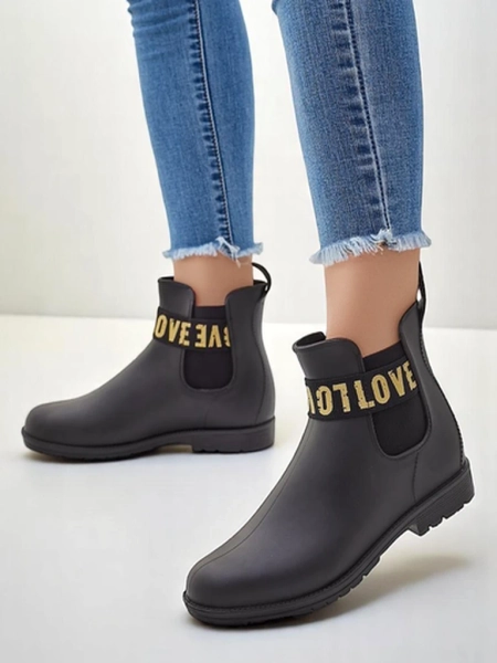 Royalfashion Damen matte Gummistiefel mit der Aufschrift Love Love