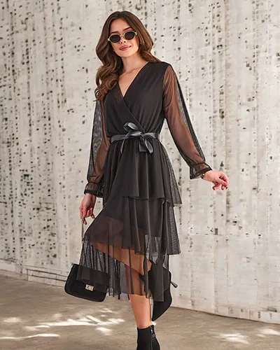 Damen langes Kleid von Royalfashion mit Rüschen