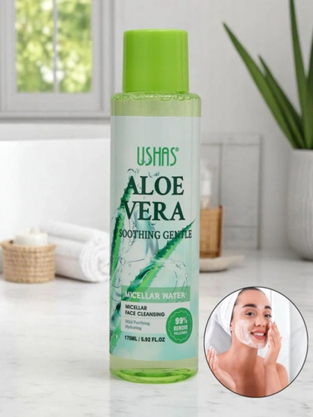 Beruhigendes und feuchtigkeitsspendendes Mizellenwasser zur Make-up-Entfernung mit Aloe Vera