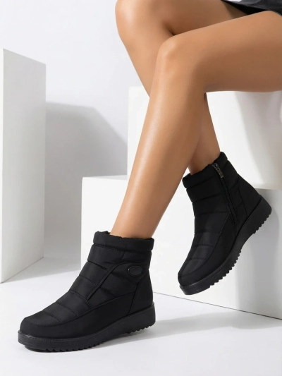 Athena Damen Stiefeletten Schwarz aus Stoff für Herbst und Winter