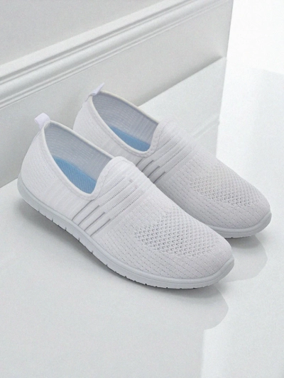 Damen Weiße Slip-Ons Stoff Callisto - leichte Schuhe für Frühling und Sommer