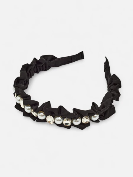 Royalfashion Haarband mit Raffung und Perlen