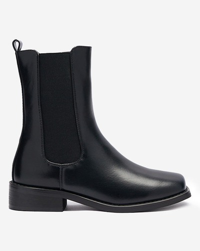 Hohe Damenstiefel mit eckiger Kappe aus schwarzem Sudis- Footwear