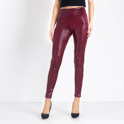 Kastanienbraune Treggings für Frauen mit glänzendem Besatz - Kleidung