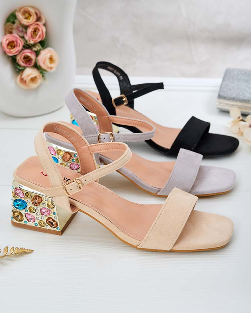 Босоніжки жіночі Royalfashion на стійці з кристалами Ohvare