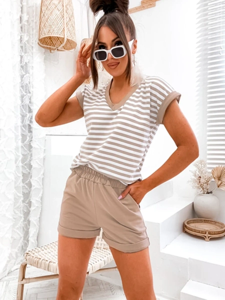 Royalfashion Baumwolle Frauen gestreiftes Set