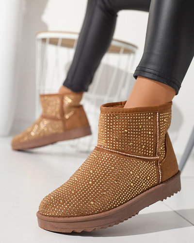 Damen-Schneestiefel mit kamelfarbenen Zirkonias Rudis - Schuhe