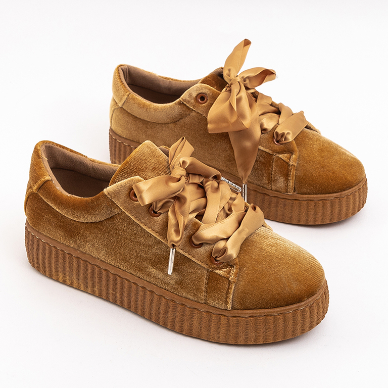 Damen Plateau-Sportschuhe aus Kamelvelours Itoda - Footwear