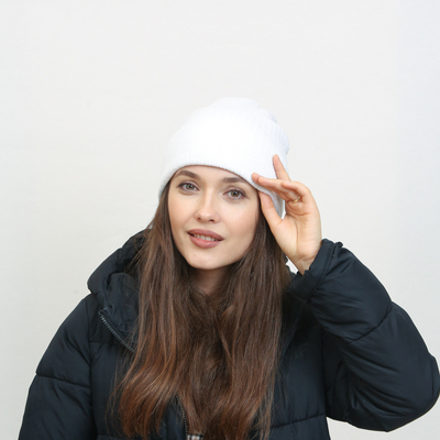 Weiße Beanie-Mütze für Damen - Accessoires