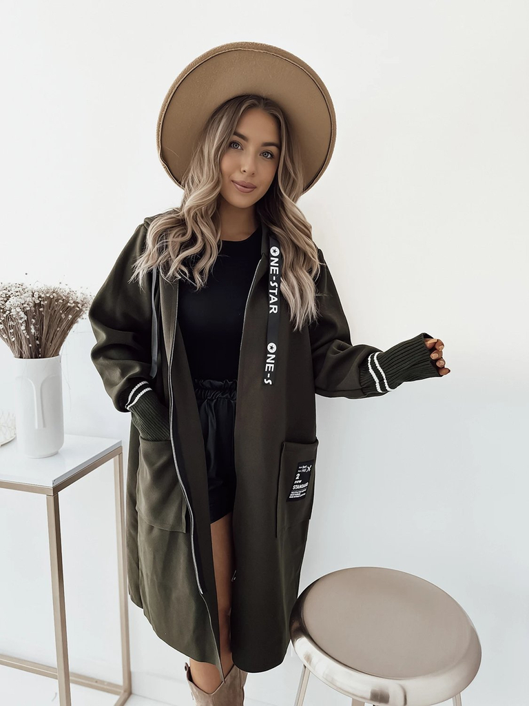 Royalfashion Knielange Damenmanteljacke in khaki