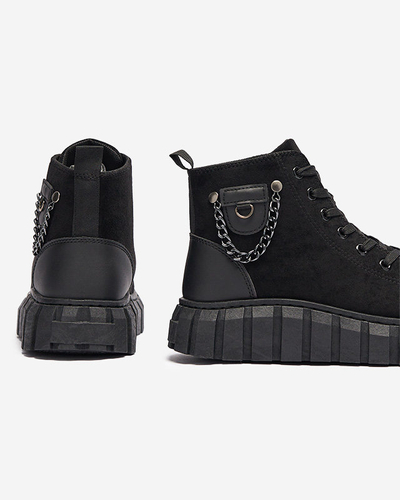 Schwarzer Damen-Schnürstiefel mit Verzierungen Tamti - Schuhe