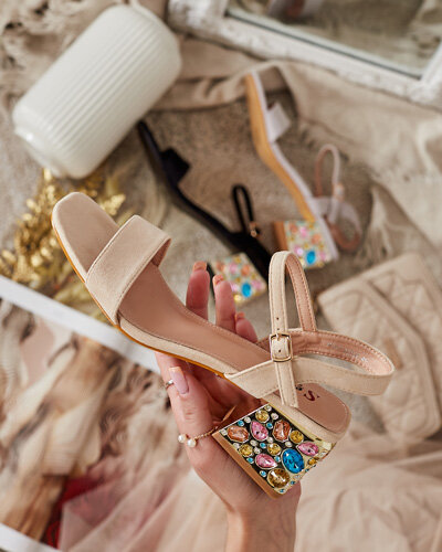 Royalfashion Damen Sandalen auf einem Pfosten mit Kristallen Ohvare