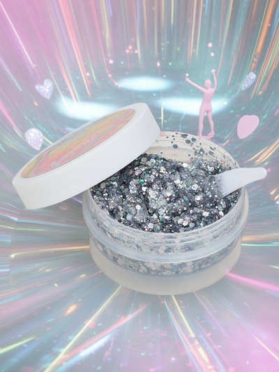 Glitzer-Gel zur Gesichtdekoration in Silber