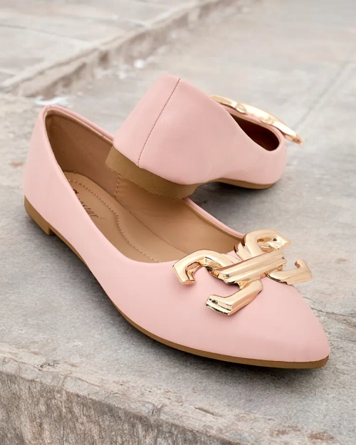 Royalfashion Чорні балетки для жінок з прикрасою на носку Figgda