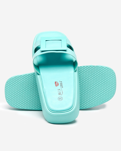 Mintfarbene Damenhausschuhe mit Zegor-Ornament - Schuhe