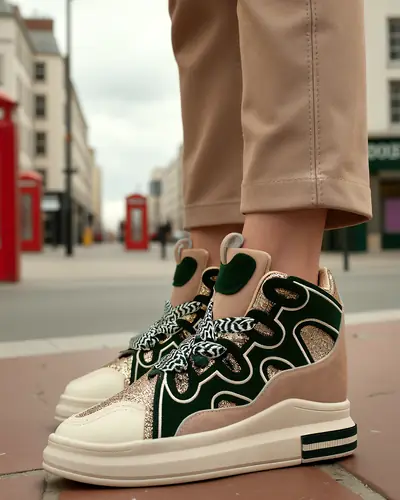 Royalfashion Hohe Damensportschuhe mit verstecktem Keil Oblaffi