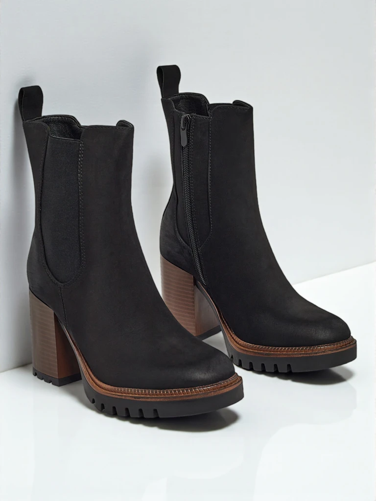 Damen Stiefeletten Soreya aus Wildlederimitat mit Blockabsatz