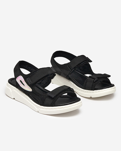 Жіночі чорні тканинні сандалі з голографічною вставкою Lofal-Footwear