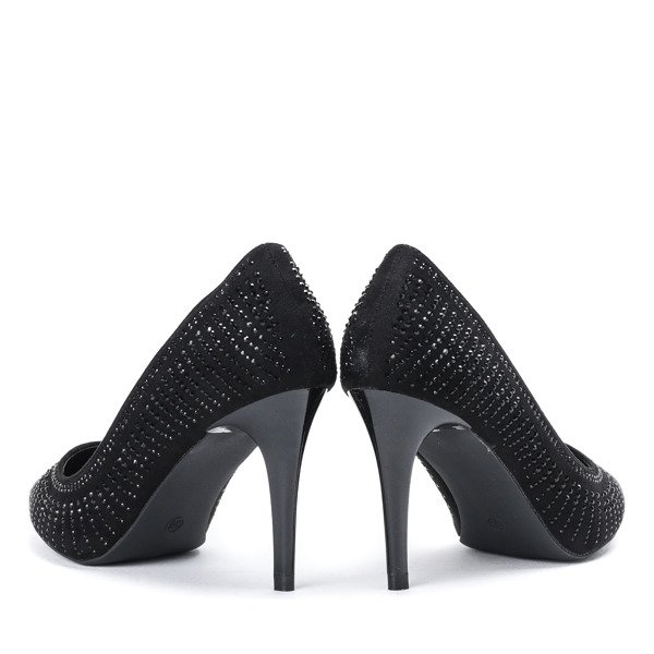 Black pumps with decorative zircons on the heel Cyrina - Footwear