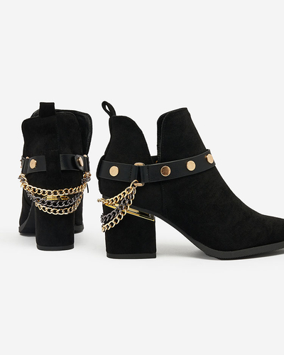 Royalfashion Schwarzer Damenstiefel mit niedrigem Schaft Straemas