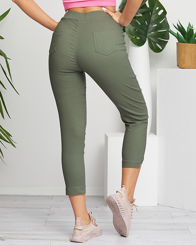 Einfache Stoffhose für Damen in dunkelgrüner Farbe - Kleidung