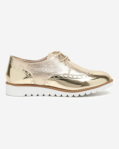 Goldene Damenschuhe mit glitzernden Retinis-Einsätzen in Silber - Schuhe