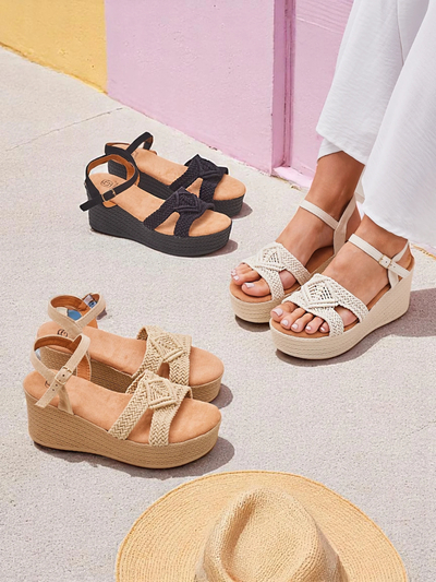 Royalfashion Damen Keilsandaletten geflochten Sunny Day