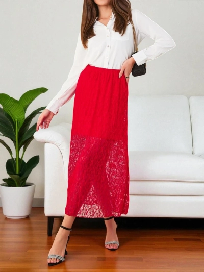 Жіноча міді-спідниця Royalfashion з мереживом