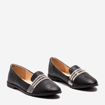 Schwarze Damenmokassins mit Zirkonia von Kremssa - Schuhe