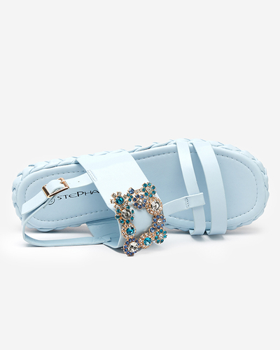 OUTLET Blaue Damensandalen mit einer dekorativen Govy-Footwear-Schnalle