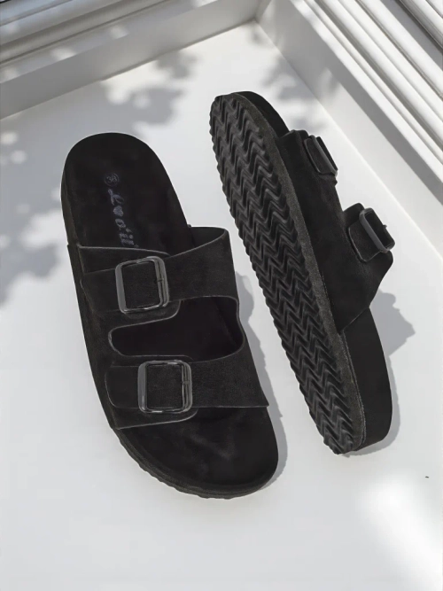 Royalfashion Жіночі шльопанці з еко замші з пряжками Bella Duo