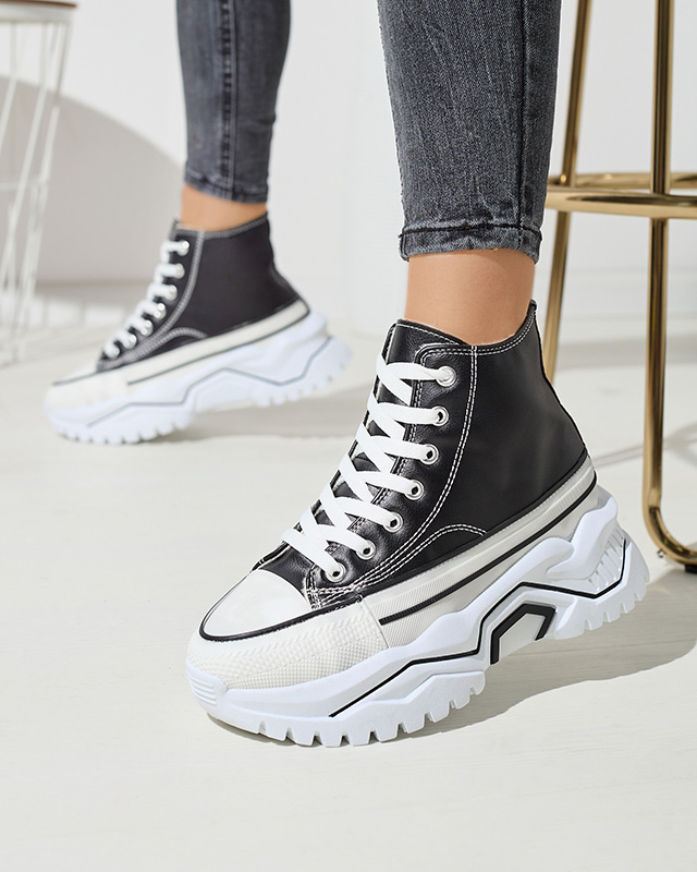 OUTLET Damen schwarze isolierte Plateau-Sportschuhe a'la sneakers Retiha - Schuhe