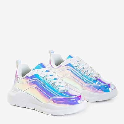 OUTLET Holographische Schuhe auf einer dicken Dambi-Plattform - Schuhe