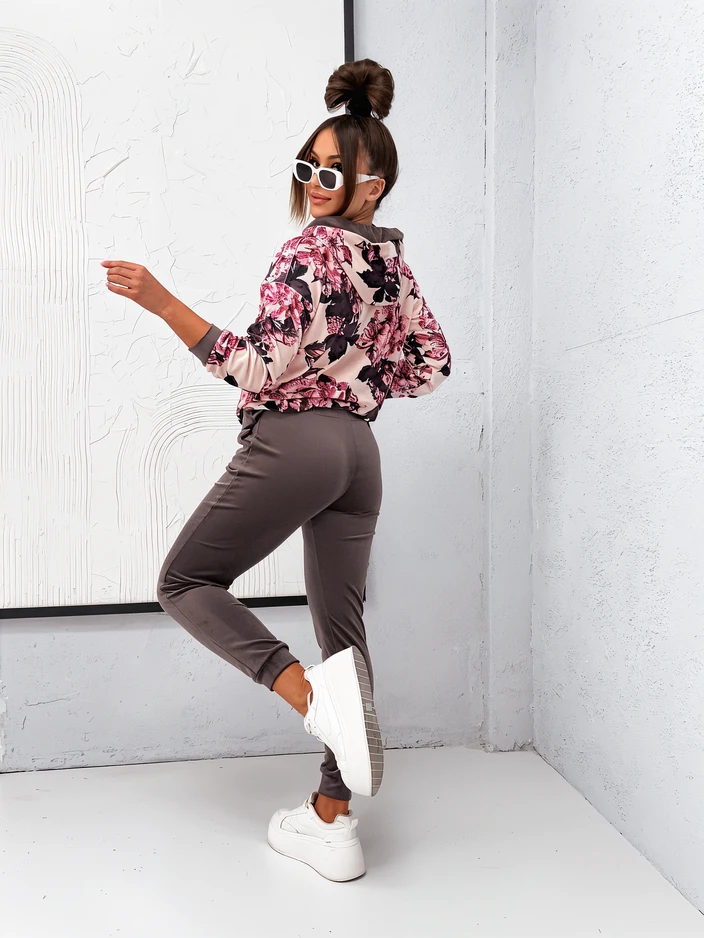 Royalfashion Damen Baumwollset, das wie Velours in Blumen aussieht