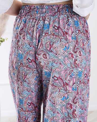 Gemusterte Hose mit weitem Bein für Damen in Blau- Kleidung