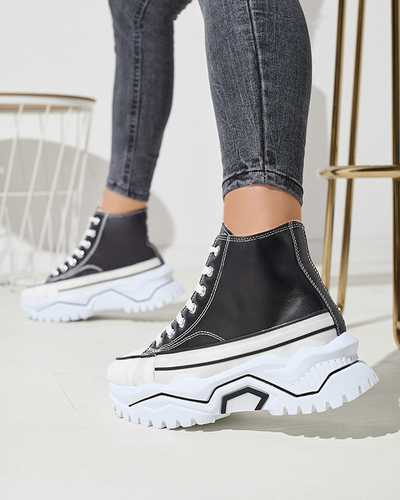 OUTLET Damen schwarze isolierte Plateau-Sportschuhe a'la sneakers Retiha - Schuhe