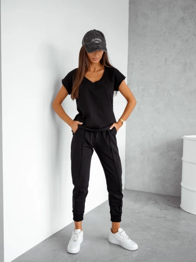 Royalfashion Damen Baumwolle Freizeitset mit kurzen Ärmeln