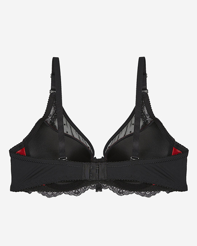 Schwarzer und rosafarbener Damen-BH mit Spitzenverzierung - Dessous