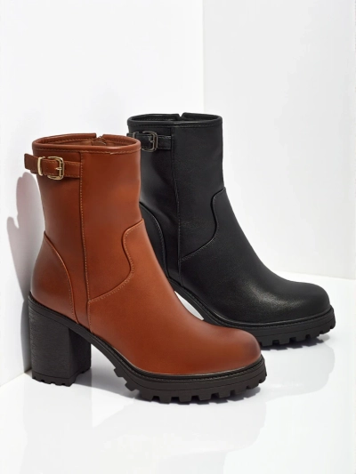 Damen Stiefeletten Sylvarra aus Öko-Leder mit Blockabsatz